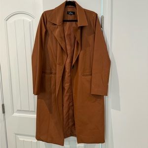 Faux leather trench coat